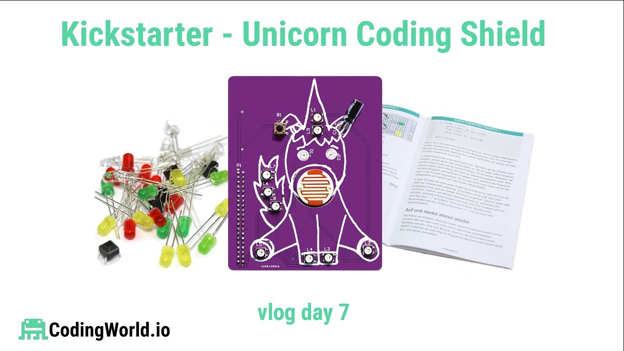 codingworlden's tweet card. Coding Unicorn Shield Kickstarter Day 7 - Stretch goal