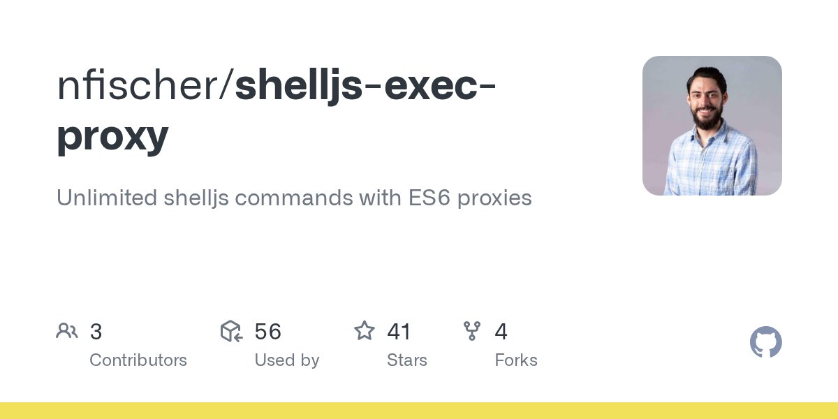 ntfschr's tweet card. Unlimited shelljs commands with ES6 proxies. Contribute to nfischer/shelljs-exec-proxy development by creating an account on GitHub.