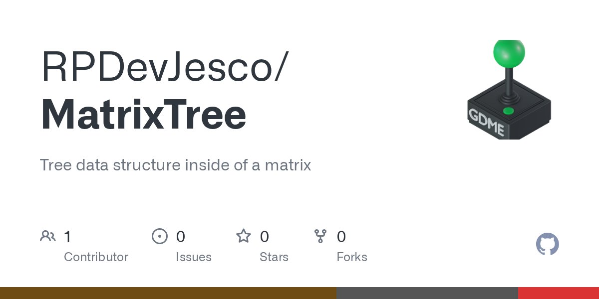 GameDevMadeEasy's tweet card. Tree data structure inside of a matrix. Contribute to RPDevJesco/MatrixTree development by creating an account on GitHub.