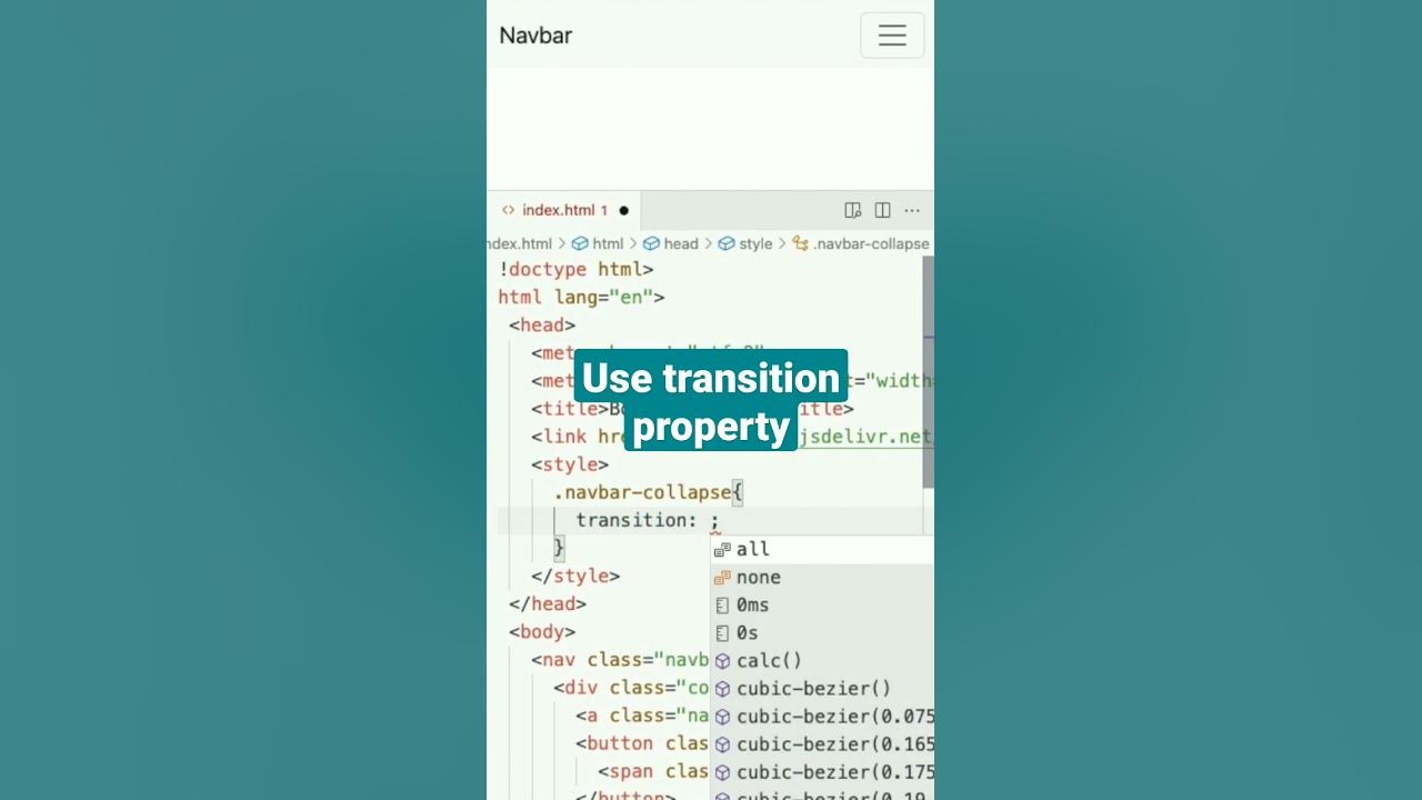 CodingYaar's tweet card. One Line CSS: Bootstrap navbar collapse animation #bootstrap5 #navbar