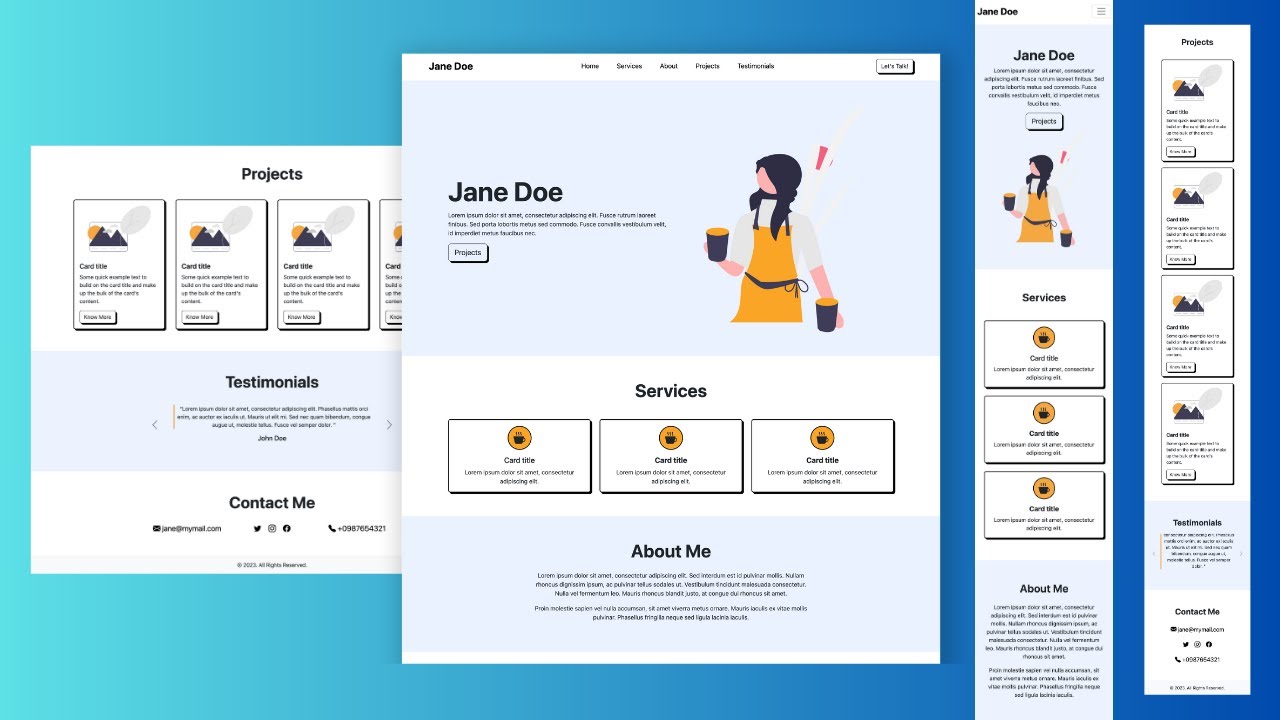 CodingYaar's tweet card. Portfolio Website Using Bootstrap 5