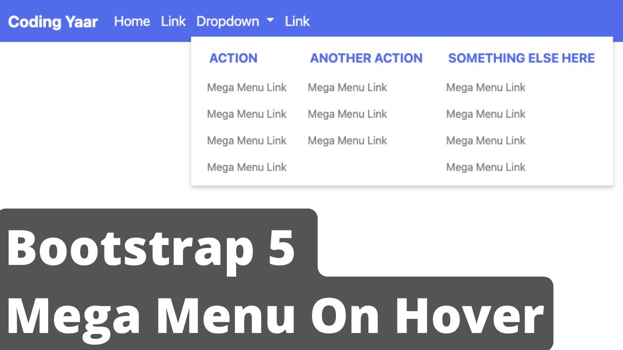 CodingYaar's tweet card. Dropdown Mega Menu Bootstrap 5