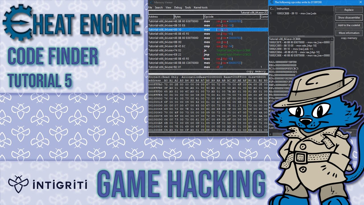 intigriti's tweet card. Cheat Engine: Code Finder (tutorial 5) - Game Hacking Series