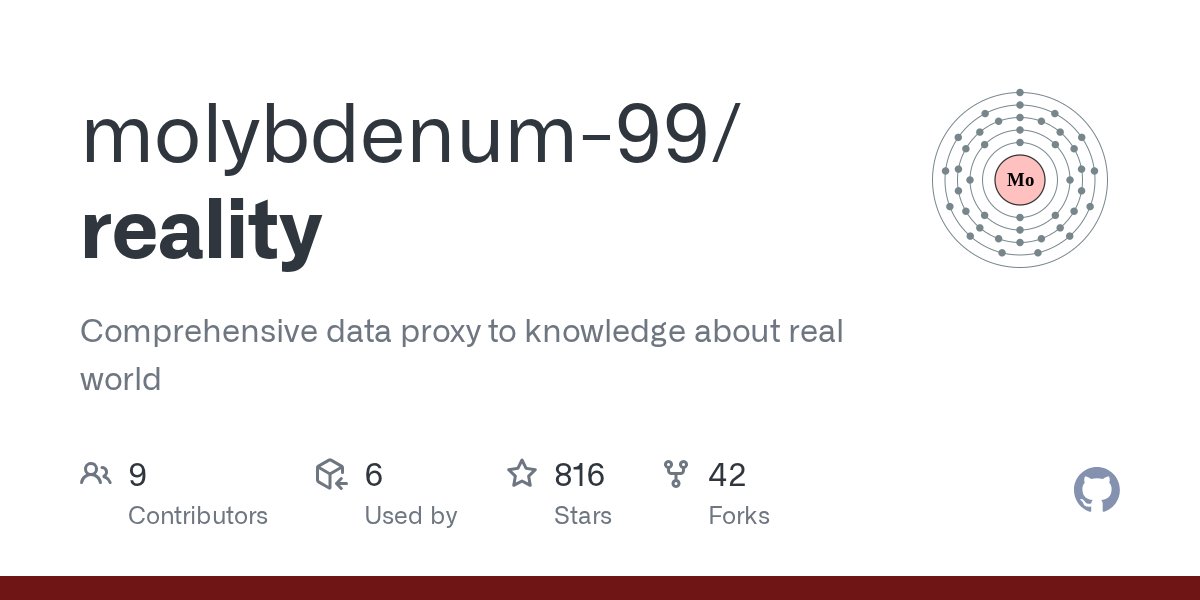 optimistic_dev's tweet card. Comprehensive data proxy to knowledge about real world - molybdenum-99/reality