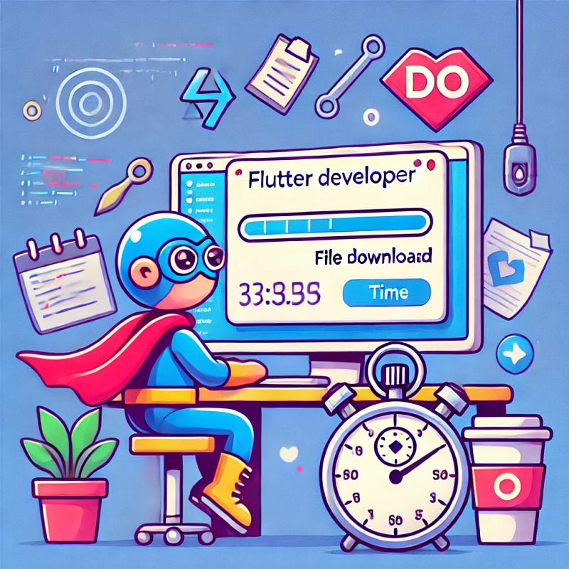flutter_tricks's tweet card. Once upon a time, there was a Flutter developer named Dev. Dev had a simple yet important mission: “Show the user how much of a file has…
