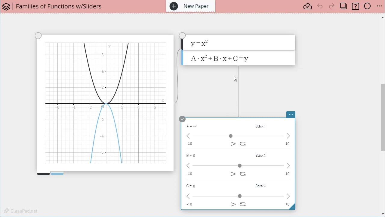 classpadnet's tweet card. Exploring Families of Functions Using Sliders