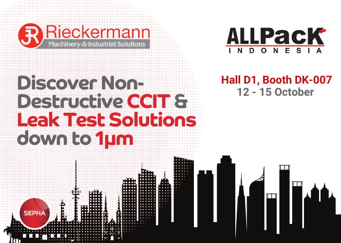 SephaLtd's tweet card. AllPack Indonesia 2022 - Discover Non-destructive CCIT & Leak Test Solutions at the Rieckermann stand. ASTM F2338-09, USP1207, 21 CFR Part 11