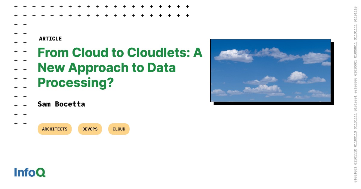 InfoQBrasil's tweet card. A popularidade crescente das pequenas e distribuídas nuvens, ou também chamadas de “cloudlets”, é um reconhecimento implícito das limitações do modelo atual e pode sinalizar uma grande mudança na...