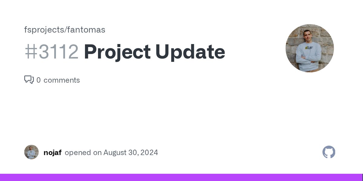 verdonckflorian's tweet card. Hi folks, We want to give you an update on the latest regarding Fantomas. Personally, I believe Fantomas is in a good place. It's used by many developers on a daily basis, and it has come a lon...