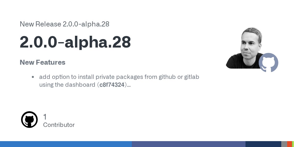 automadcms's tweet card. New Features add option to install private packages from github or gitlab using the dashboard (c8f74324) automatically show cookie consent banner for embedded content (99da3b1b) Bugfixes fix bro...