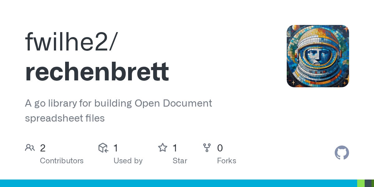 golangch's tweet card. A go library for building Open Document spreadsheet files - fwilhe2/rechenbrett