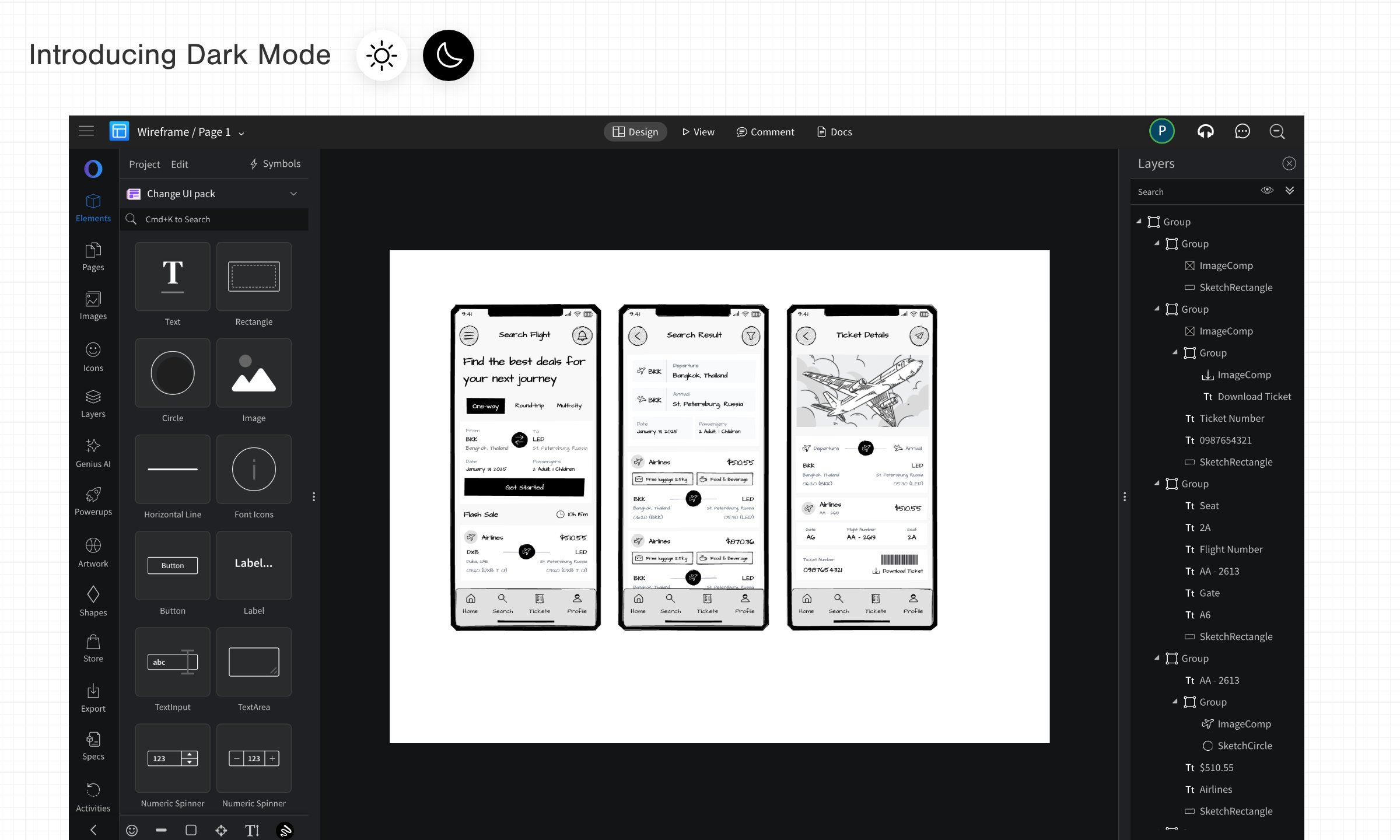 mockflowapp's tweet card. Easily switch between dark and light mode in MockFlow with a single toggle. Enjoy improved focus and reduced eye strain with the...