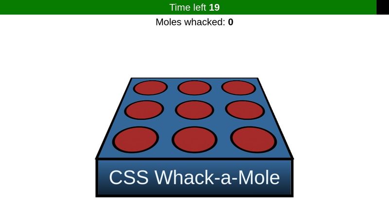 alvaro_montoro's tweet card. Game of Whack-a-Mole. Developed using CSS and HTML, and not a single line of JS. Inspired by the game developed by Chris Ferdinandi: https://twitter.c...