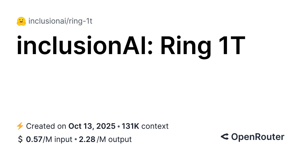 SiliconFlowAI's tweet card. Ring-1T has undergone continued scaling with large-scale verifiable reward reinforcement learning (RLVR) training, further unlocking the natural language reasoning capabilities of the trillion-para...