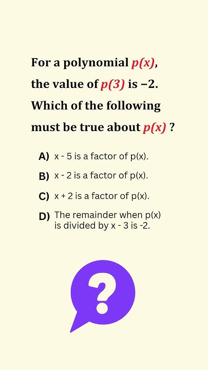 MathProblemz's tweet card. Polynomial Mystery! 🔎 If p(3) = –2, What MUST Be True? 🤔✨ #MathPr...
