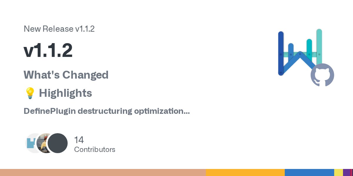 vuejsfeed's tweet card. What's Changed 💡 Highlights DefinePlugin destructuring optimization Rspack v1.1.2 improved the output of DefinePlugin by eliminating unused object properties from the final bundle, resulting in...
