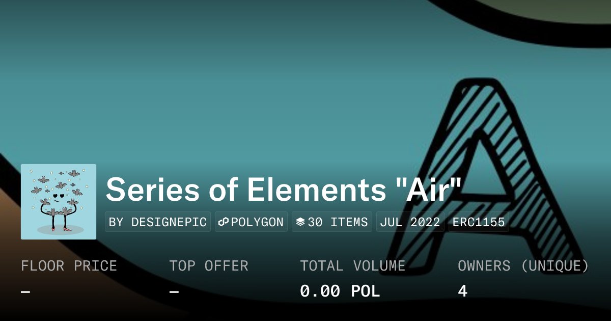 serieselement1's tweet card. Elements Series were produced as 1000 pieces of fire, 1000 pieces of water, 1000 pieces of earth, 1000 pieces of air. In total, there are 4000 NFTs in the series. They want to combine these 4...