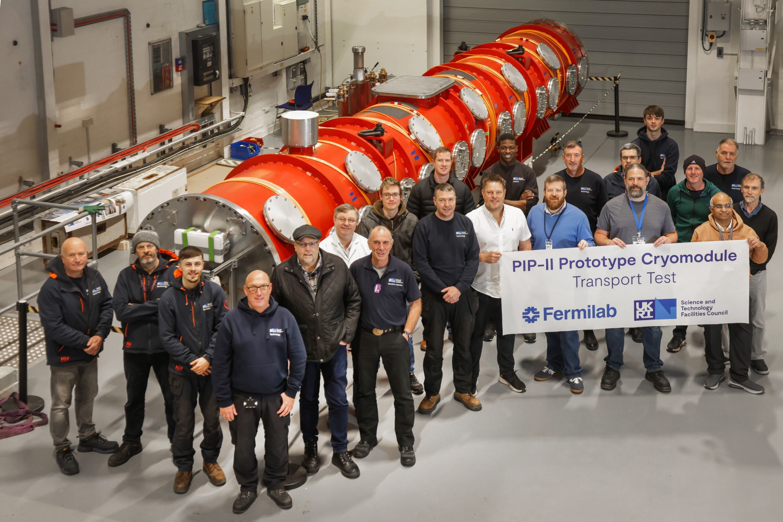 Fermilab's tweet card. The United Kingdom will contribute superconducting cryomodules to Fermilab’s new particle accelerator. Collaborators shipped a fully equipped, 27,500-pound prototype from Fermilab to the U.K. and...