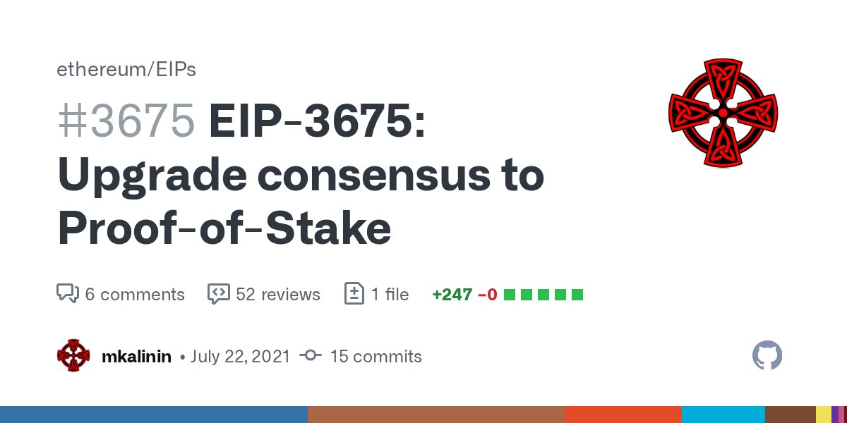 dannyryan's tweet card. Specification of the consensus mechanism upgrade on Ethereum Mainnet that introduces Proof-of-Stake (a.k.a. The Merge)