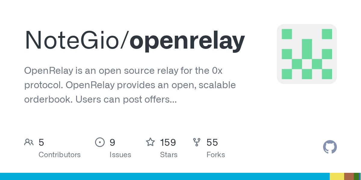 TrendingGolang's tweet card. OpenRelay is an open source relay for the 0x protocol. OpenRelay provides an open, scalable orderbook. Users can post offers for any ERC20 or ERC721 token, or search for trades with other users - N...