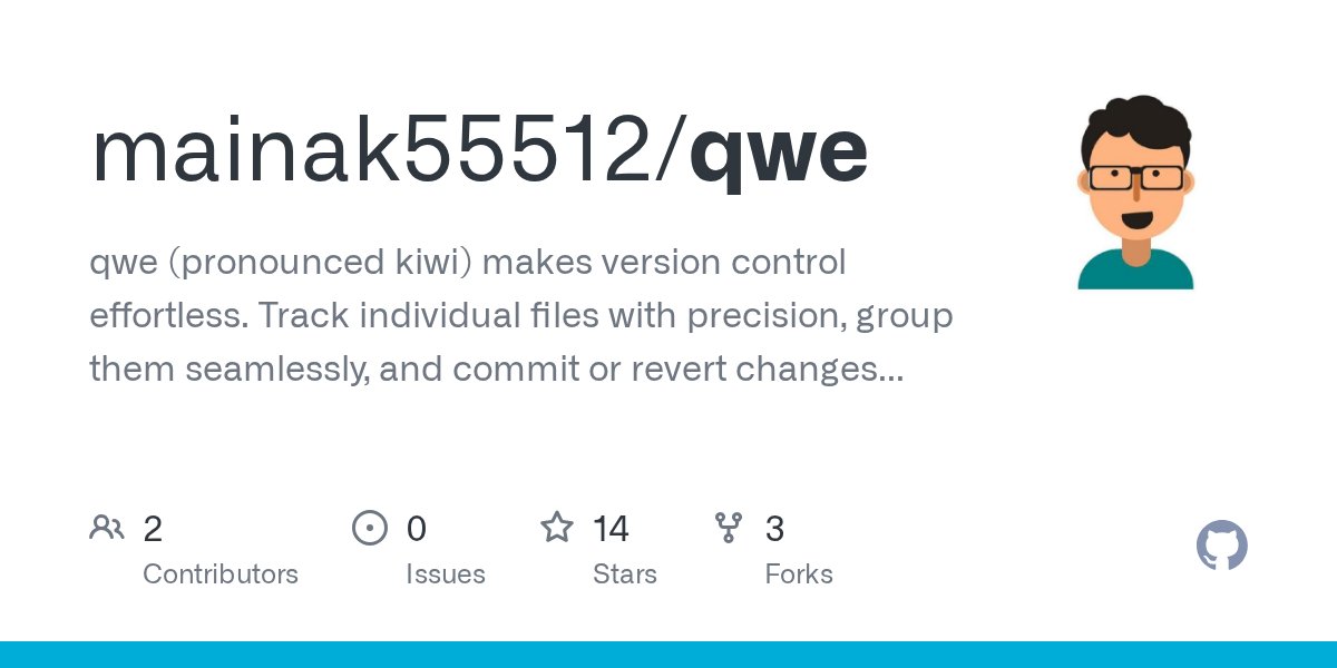 golangch's tweet card. qwe (pronounced kiwi) makes version control effortless. Track individual files with precision, group them seamlessly, and commit or revert changes individually or together — all in one lightweight,...
