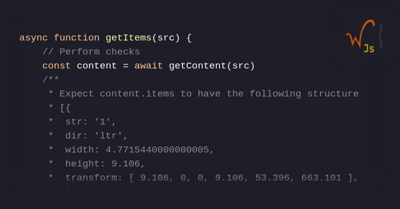 writingjscript's tweet card. We live in a data-driven world, consistently transferring data from one location to another. In this brief tutorial, I will show you how to extract pdf content using PDF.js. This npm package will...