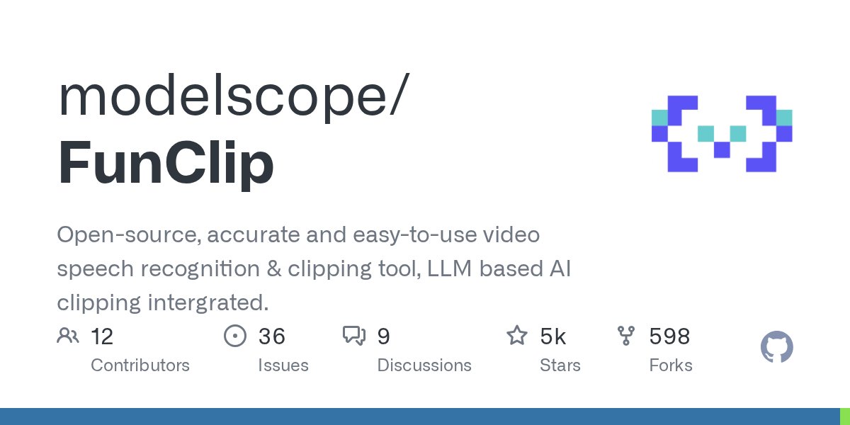 thinkphper's tweet card. Open-source, accurate and easy-to-use video speech recognition & clipping tool, LLM based AI clipping intergrated. - modelscope/FunClip