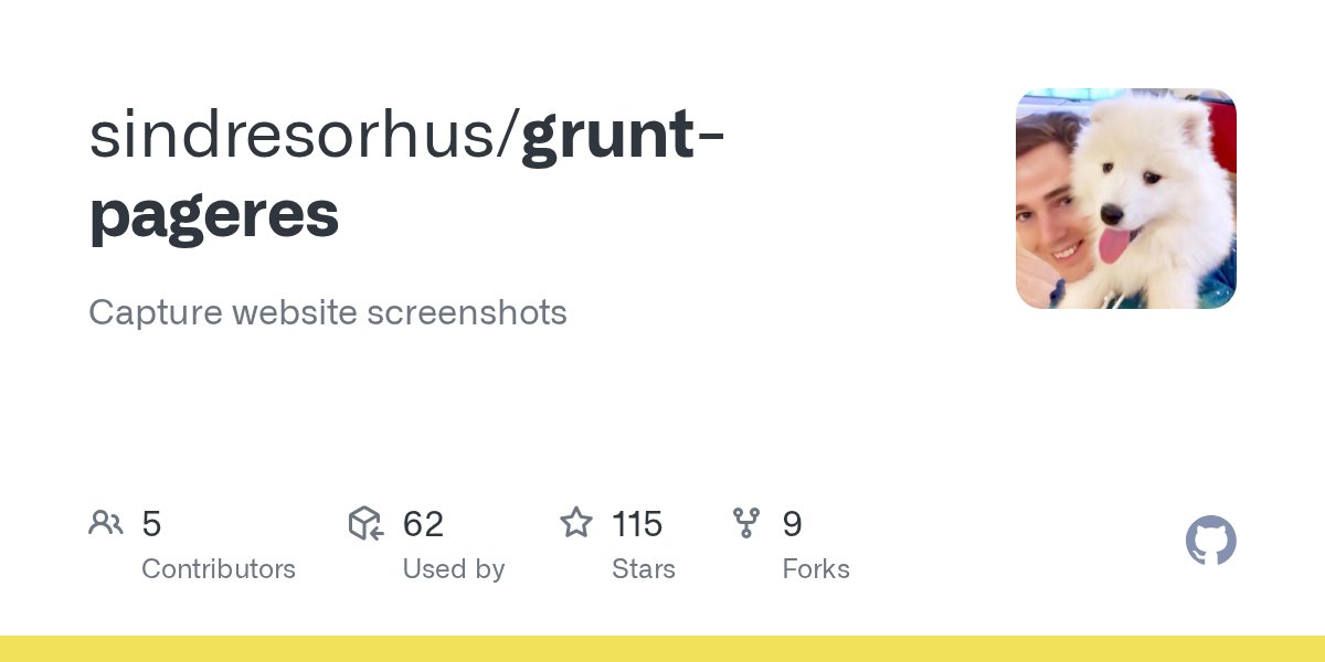 gruntjs's tweet card. Capture website screenshots. Contribute to sindresorhus/grunt-pageres development by creating an account on GitHub.