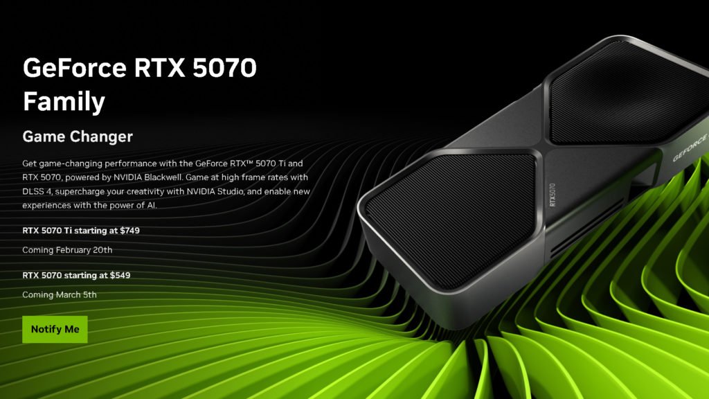 ComputerbuildNt's tweet card. Nvidia has officially confirmed the launch dates for its highly anticipated GPUs - the GeForce RTX 5070 Ti and RTX 5070.