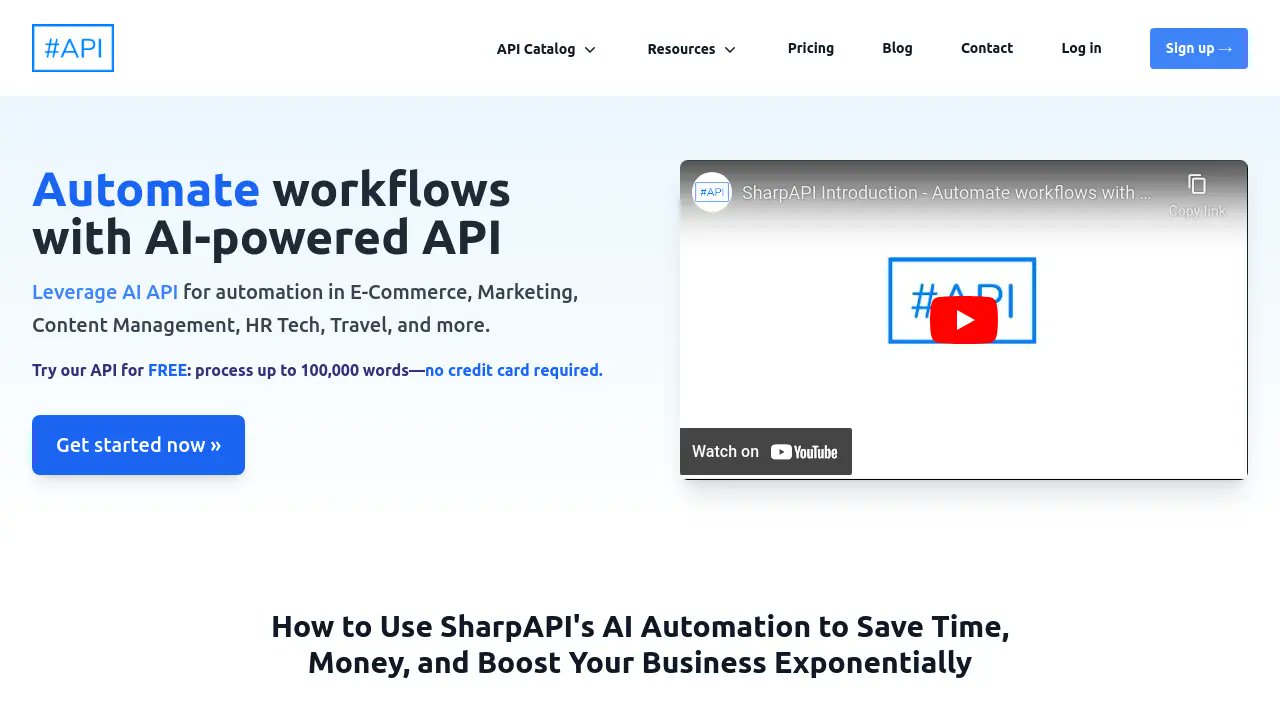 SharpAPI's tweet card. SharpAPI is a comprehensive AI-powered API solution that automates workflows across E-Commerce, Marketing, Content Management, HR Tech, and Travel industries, offering seamless integration through...