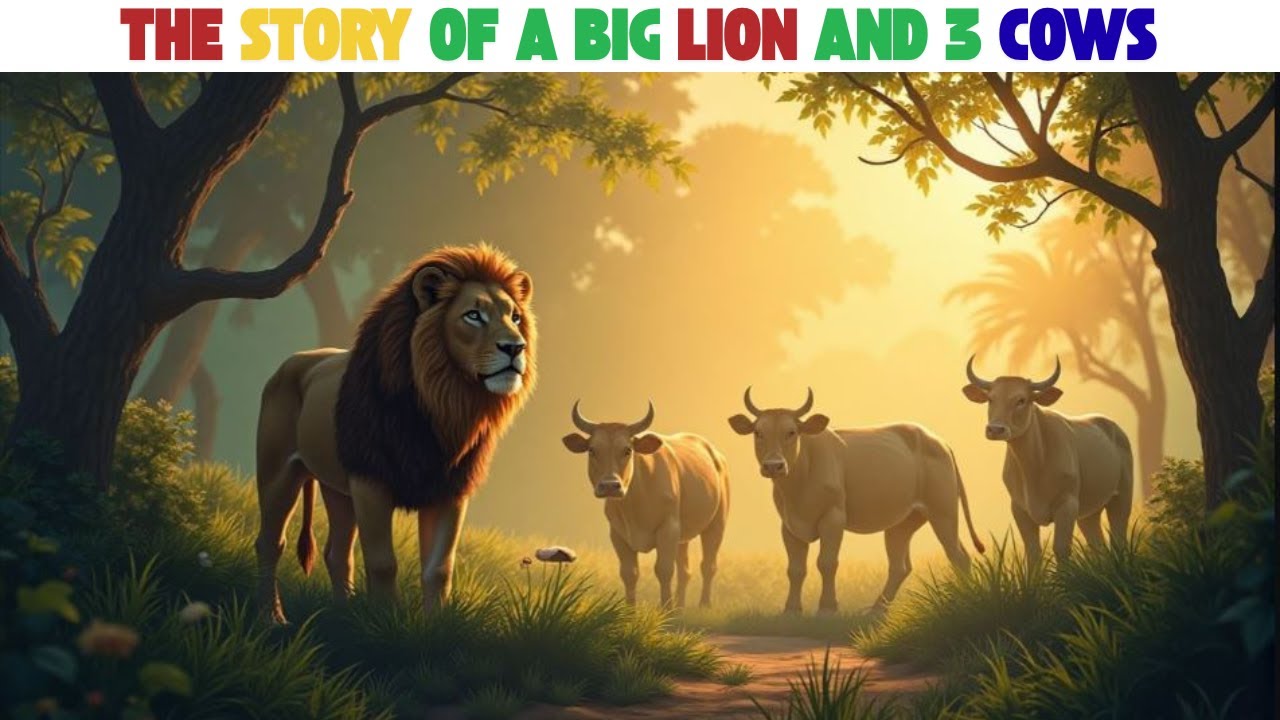 omerpisces's tweet card. The Big Lion and Three Cows 🦁🐄 | Short Moral Story for Kids | Unity...