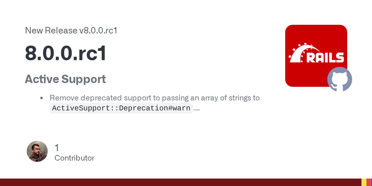 dhh's tweet card. Active Support Remove deprecated support to passing an array of strings to ActiveSupport::Deprecation#warn. Rafael Mendonça França Remove deprecated support to setting attr_internal_naming_form...