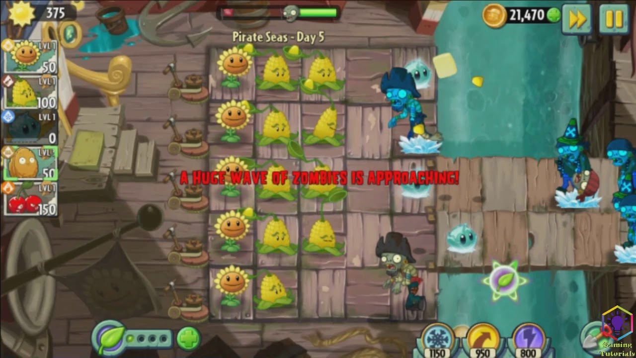 gamingtutorial5's tweet card. Plants vs. Zombies 2 - Pirate Seas - Day 5