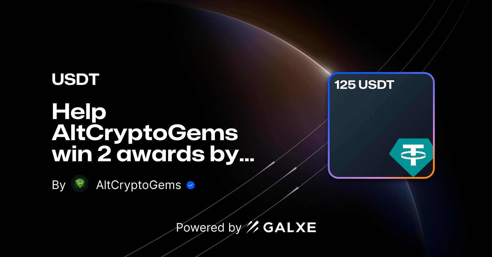 ex_uxtax's tweet card. Join Help AltCryptoGems win 2 awards by voting with Telegram & win $250!!! by AltCryptoGems on Galxe. Earn rewards to enhance your web3 presence and reputation.