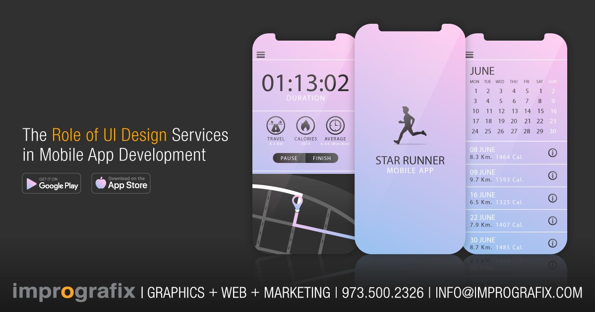 imprografix's tweet card. In mobile app development, UI design services craft a natural, inviting user experience by harmonizing colors, typography, and layout.