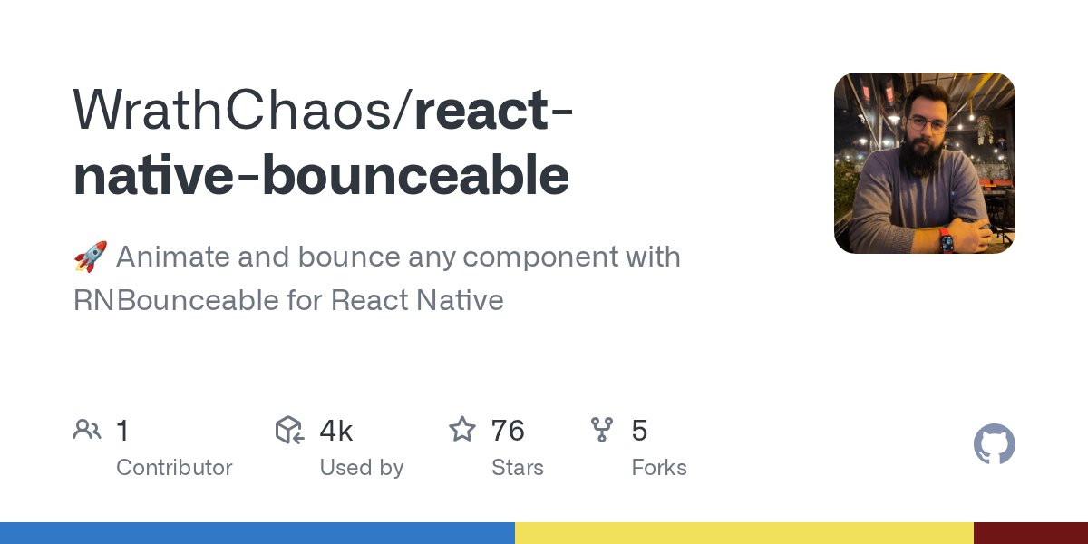 kuraydev's tweet card. 🚀 Animate and bounce any component with RNBounceable for React Native - WrathChaos/react-native-bounceable