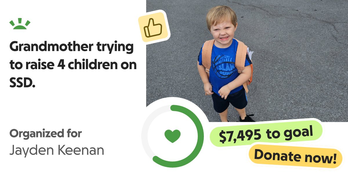 juhangingout65's tweet card. https://gofund.me/7836c252a I've gotten custody of 4 grandchildren and o… Julie Pierce needs your support for Grandmother trying to raise 4 children on SSD.