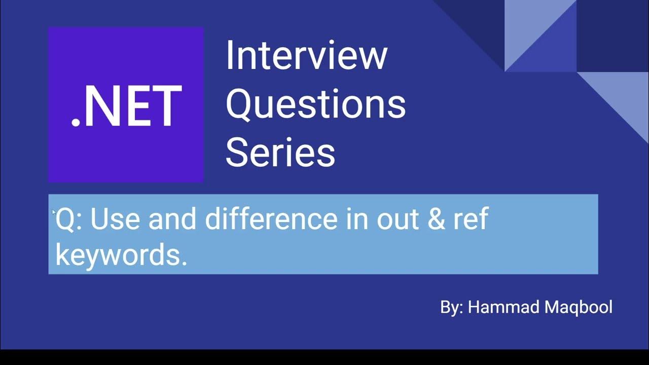 iMrHammad's tweet card. Difference of out and ref keywords in c#.NET | dotnet | Interview...