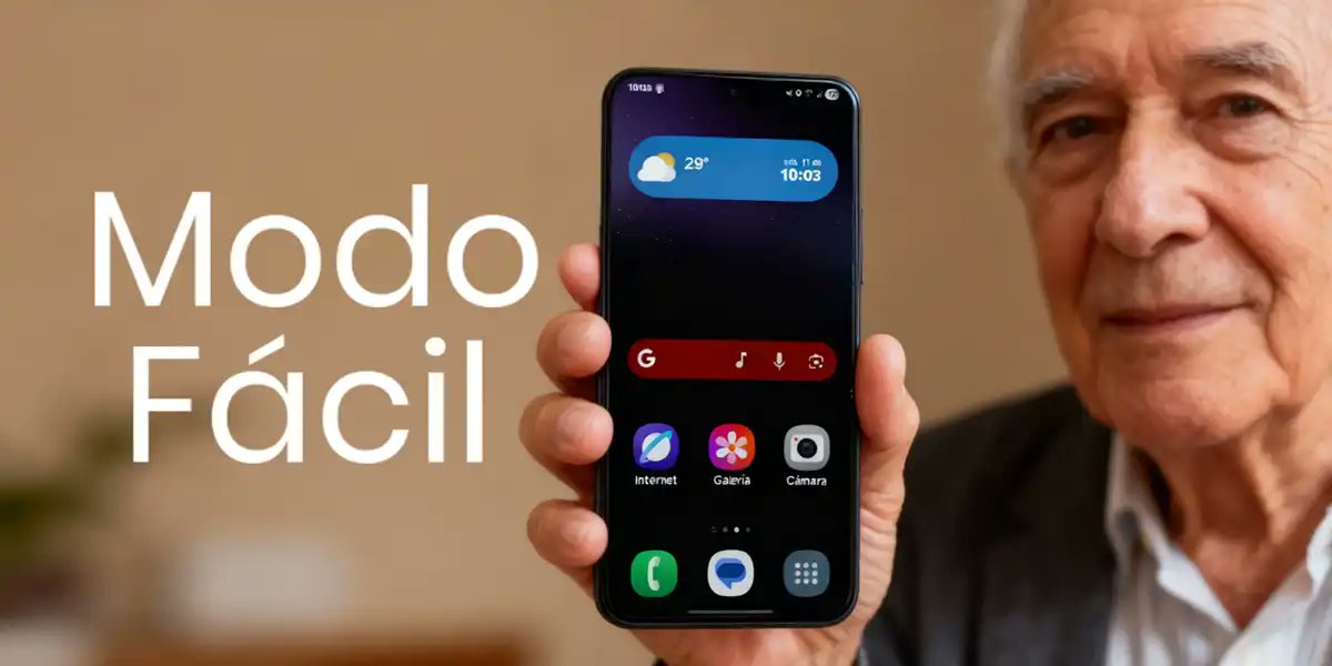 Androidphoria's tweet card. Samsung tiene un modo muy útil para adultos mayores o personas con problemas de visión. Es el "modo fácil" y pone todo más grande y legible.