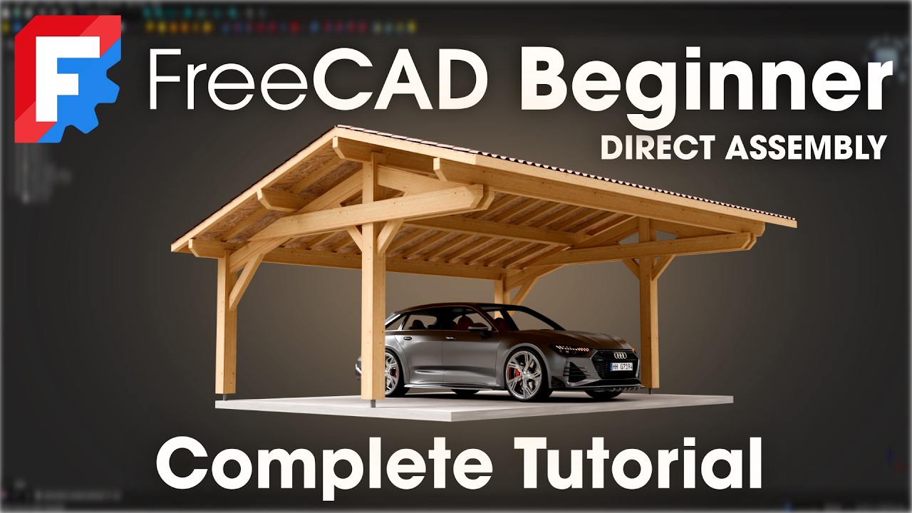 Deltahedra3D's tweet card. FreeCAD - Complete Beginner Tutorial : 3D Parametric Carport -...