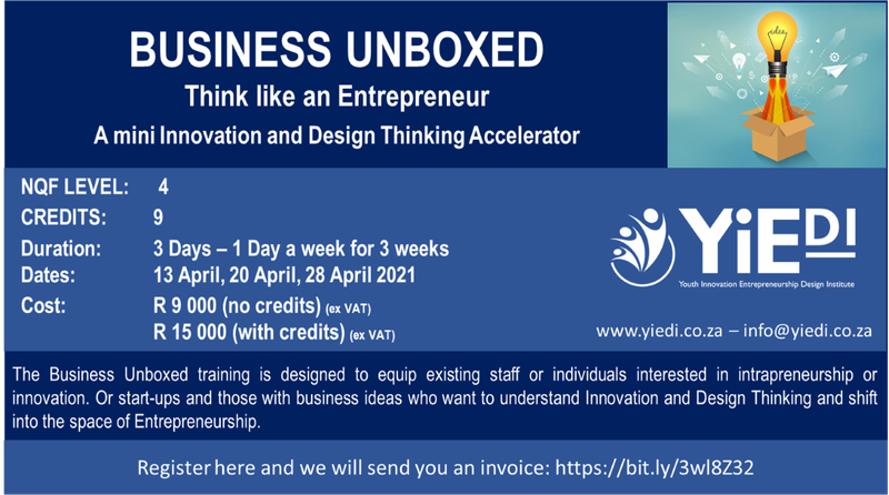 MamasCoding's tweet card. Register for the Business Unboxed Programme with YIEDI. For more information contact us on info@yiedi.co.za
