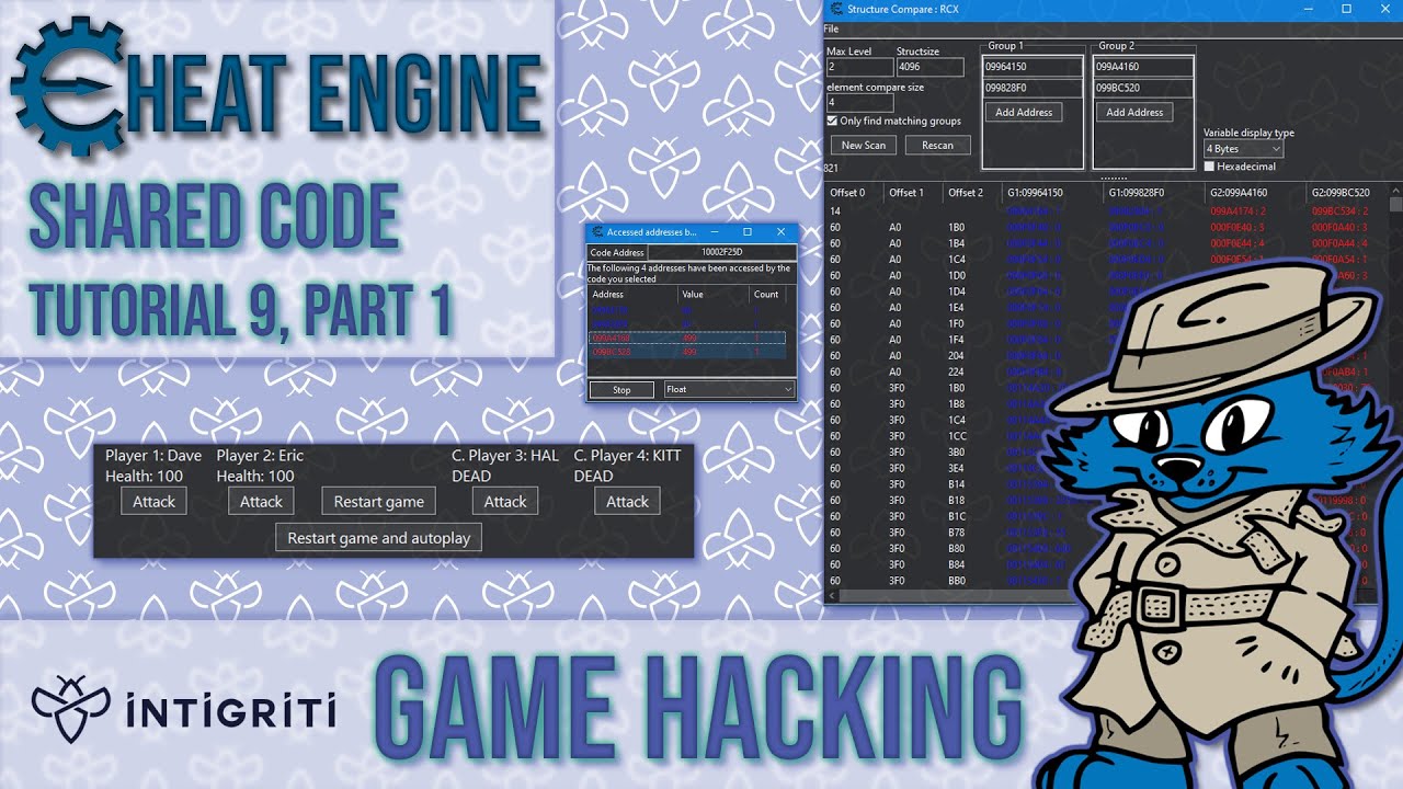 intigriti's tweet card. Cheat Engine: Shared Code (tutorial 9, part 1) - Game Hacking Series