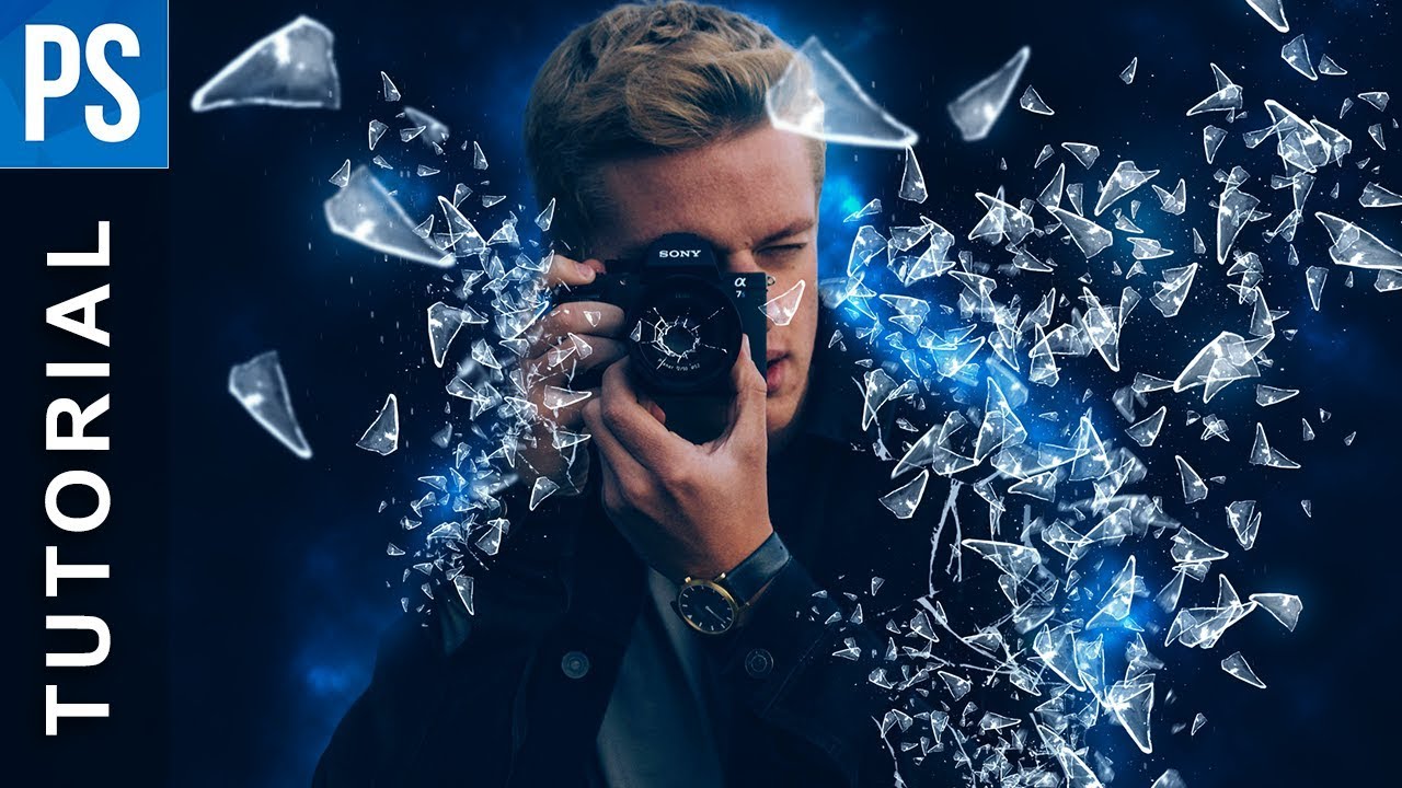 PS_TutorialsTV's tweet card. Photoshop: How to Create a Glass Shatter Effect - Tutorial