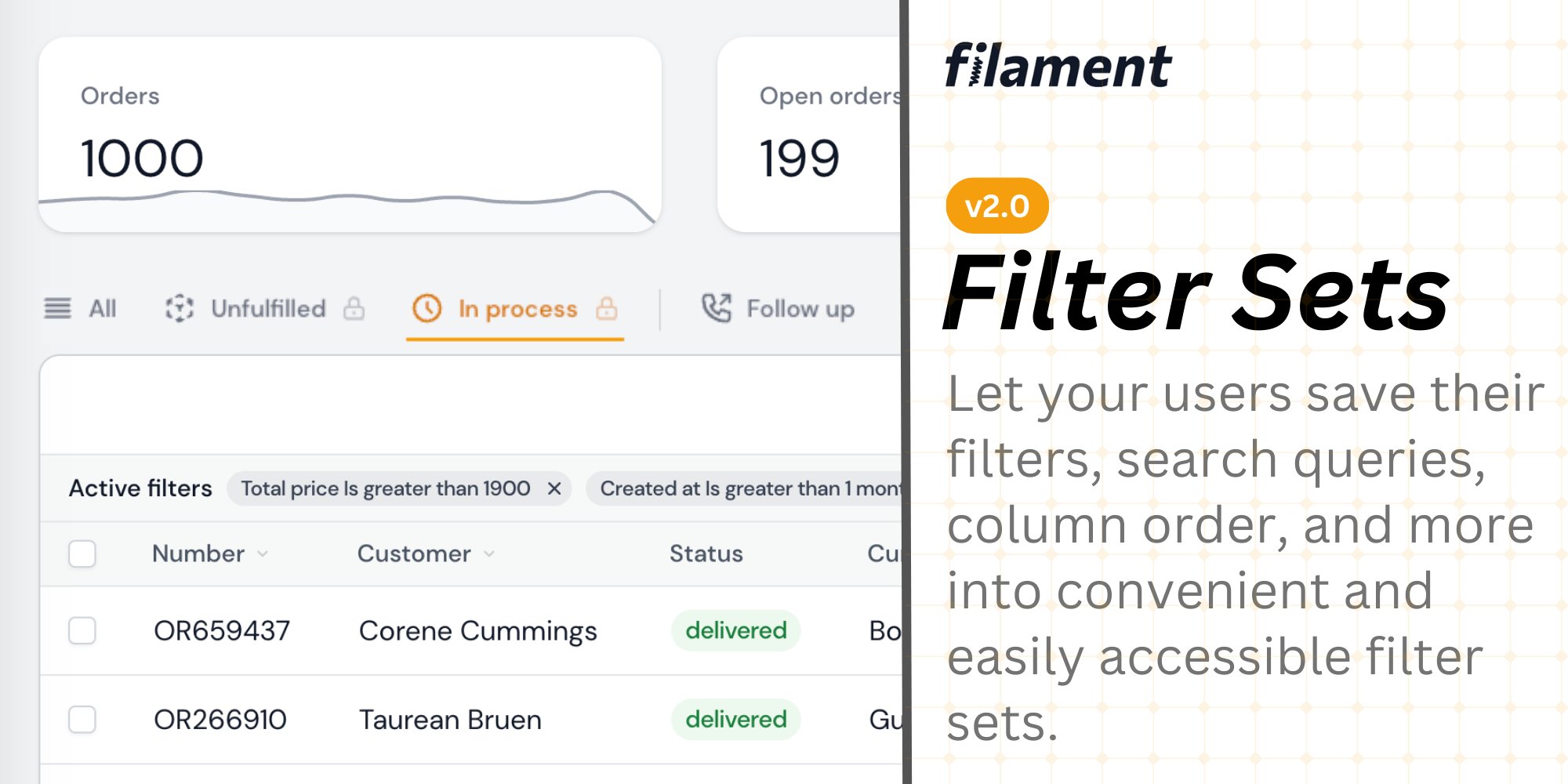 archilex's tweet card. Filter Sets lets your users save their filters, search queries, column order, and more into easily accessible filter sets