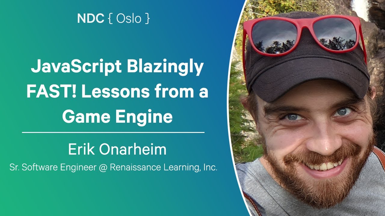 ErikOnarheim's tweet card. JavaScript Blazingly FAST! Lessons from a Game Engine - Erik Onarheim...