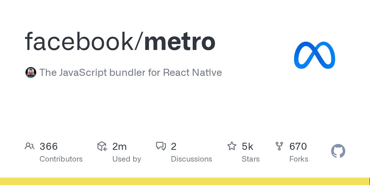 MetroBundler's tweet card. 🚇 The JavaScript bundler for React Native. Contribute to facebook/metro development by creating an account on GitHub.