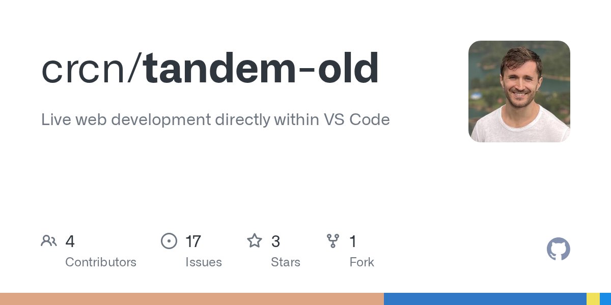 tandemcode's tweet card. Live web development directly within VS Code . Contribute to crcn/tandem-old development by creating an account on GitHub.