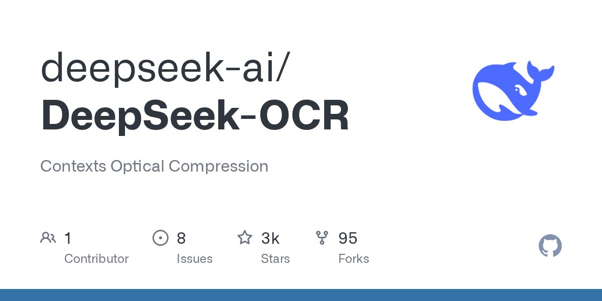 vllm_project's tweet card. Contexts Optical Compression. Contribute to deepseek-ai/DeepSeek-OCR development by creating an account on GitHub.