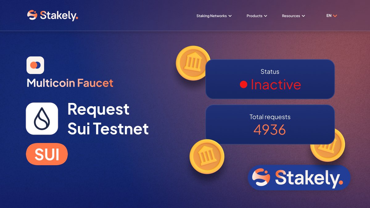 RonaldSigrid2's tweet card. Request Testnet tokens for Sui Testnet with Stakely's Faucet. Perfect for development, testing, and network fee coverage.