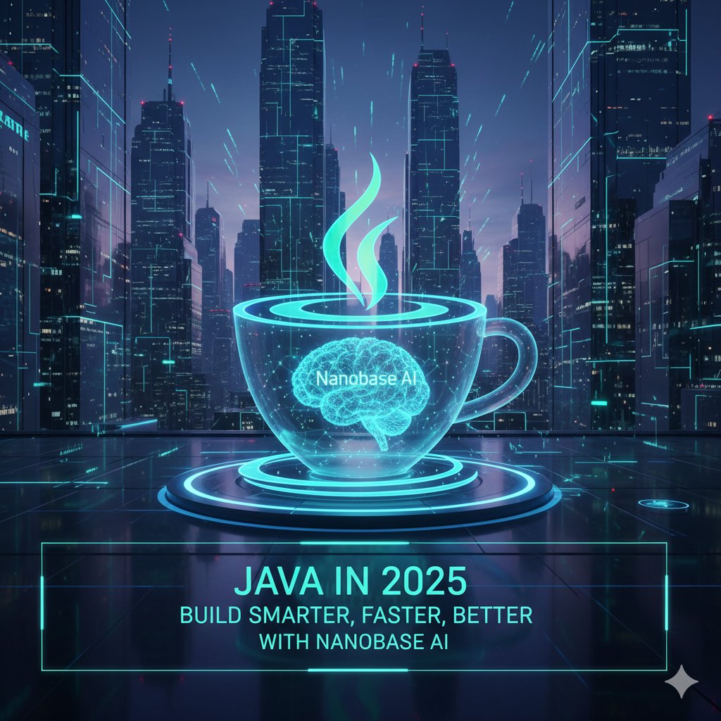 NanobaseAI's tweet card. Java in 2025 continues to dominate programming with stability and scalability, adapting to cloud-native and AI trends.